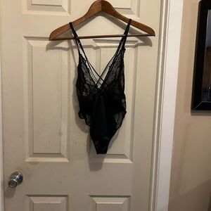 Auden Sheer Lace Black Lace Bodysuit - size xs